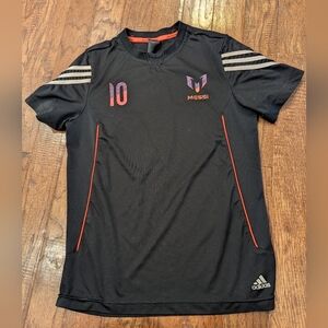 Adidas Soccer Jersey Messi 10 Black Pink & Purple Iridescent 3 Stripe Kids Sz L